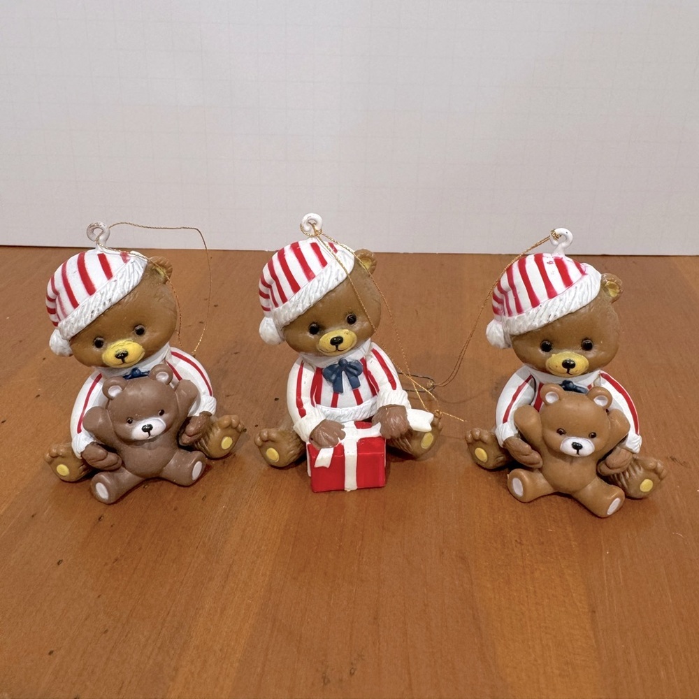 Vintage 80’s bear Christmas ornaments